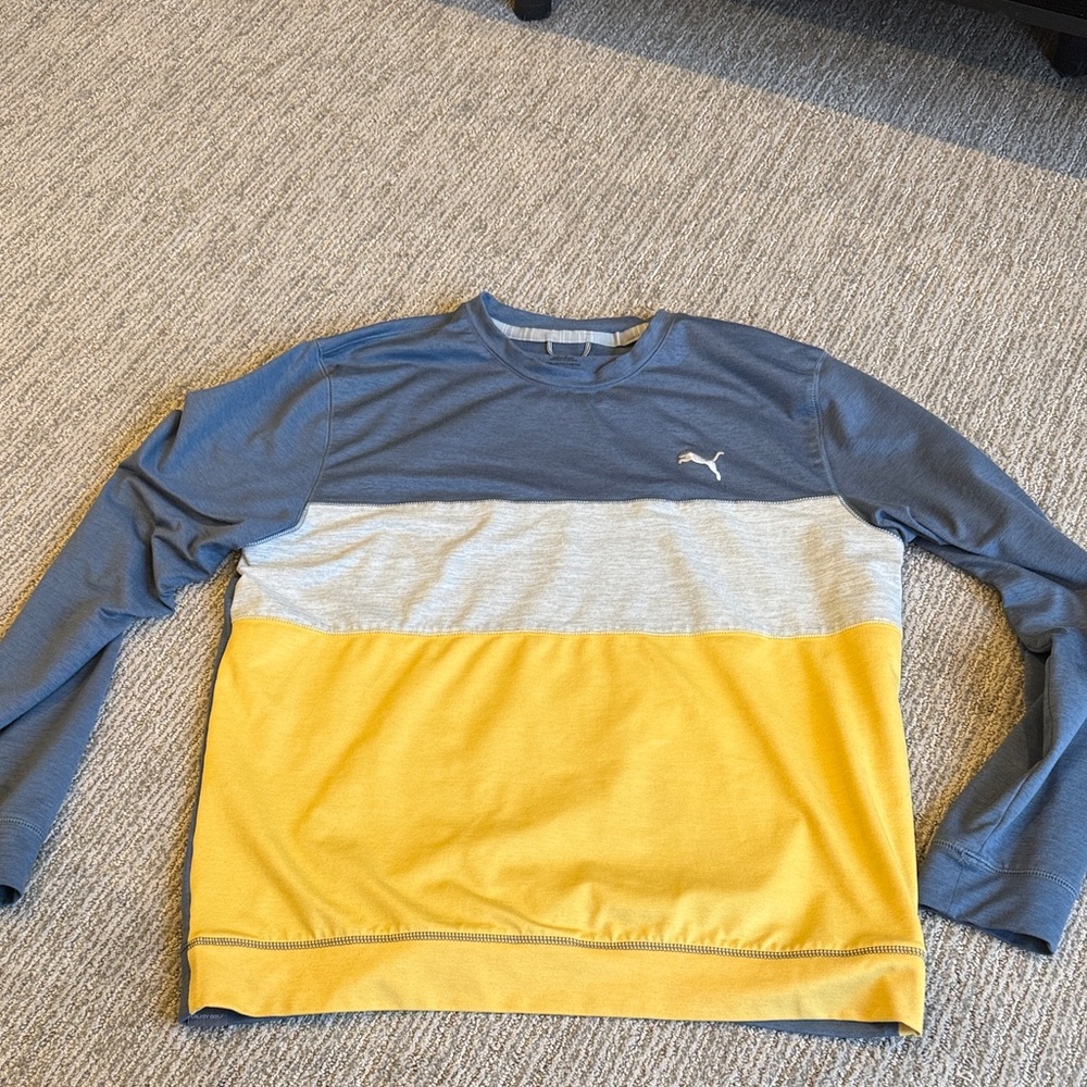 Puma Men's Blue, Gray, and Yellow Pullover